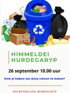 26 september is het weer Himmeldei! Kom je gezellig helpen? 9.45 verzamelen bij it Maskelyn. Vervolgens krijg je een route, prikkers en vuilniszak. Na een uurtje staat de koffie klaar met wat lekkers!! We zien jullie graag op 26 september! Groet namens dorpsbelang Wynet Bakker & Tialda Zwart